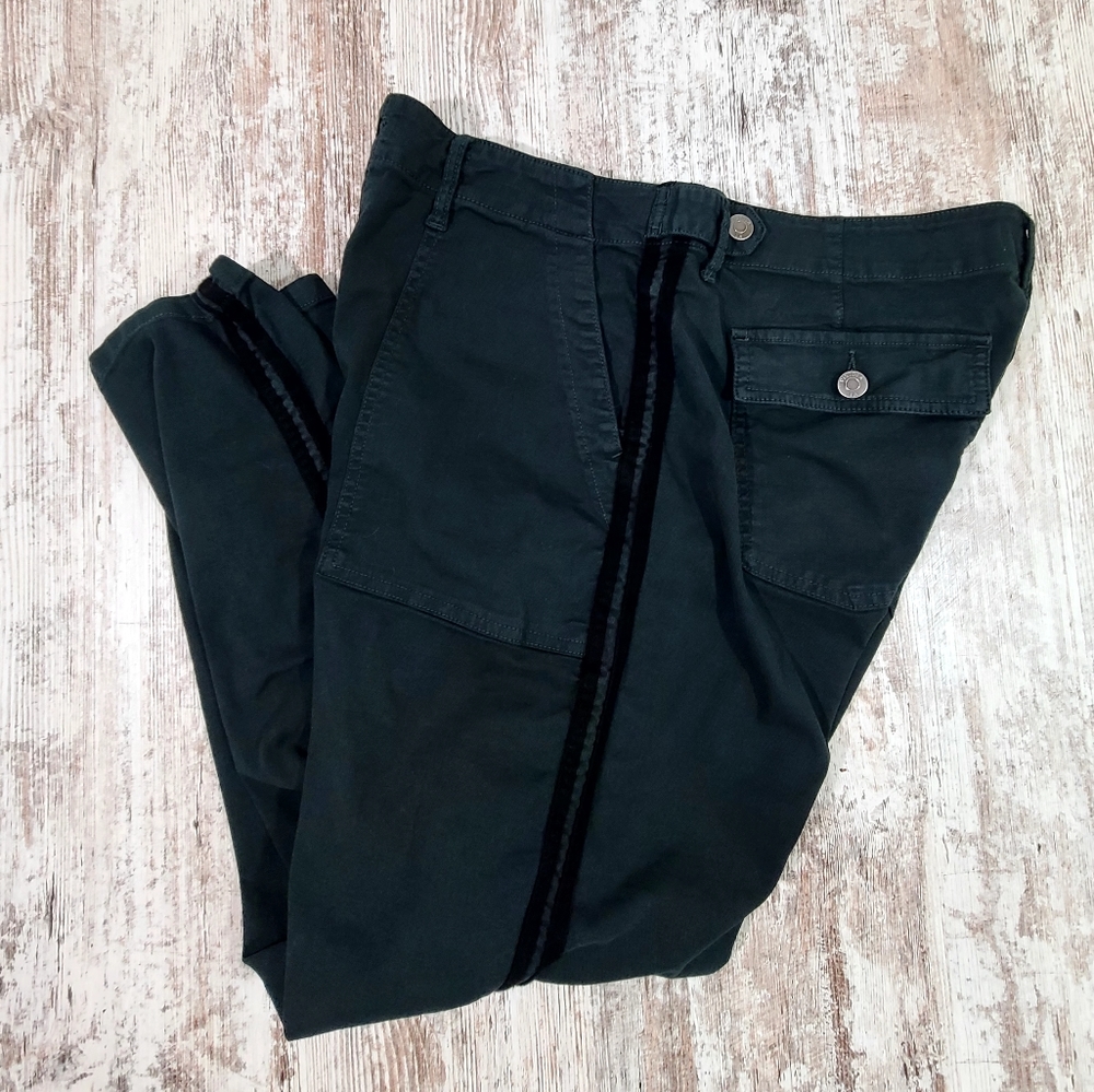 Women's Pistola Revolve high rise cropped utility pants striped dark green 33